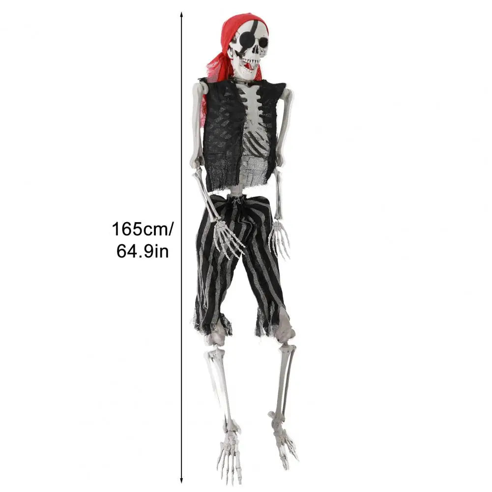 165cm Plastic Skeleton Life Size Imitation Full Body Realistic Bones With Posable Joints Pirate Styling Halloween Pose Decor