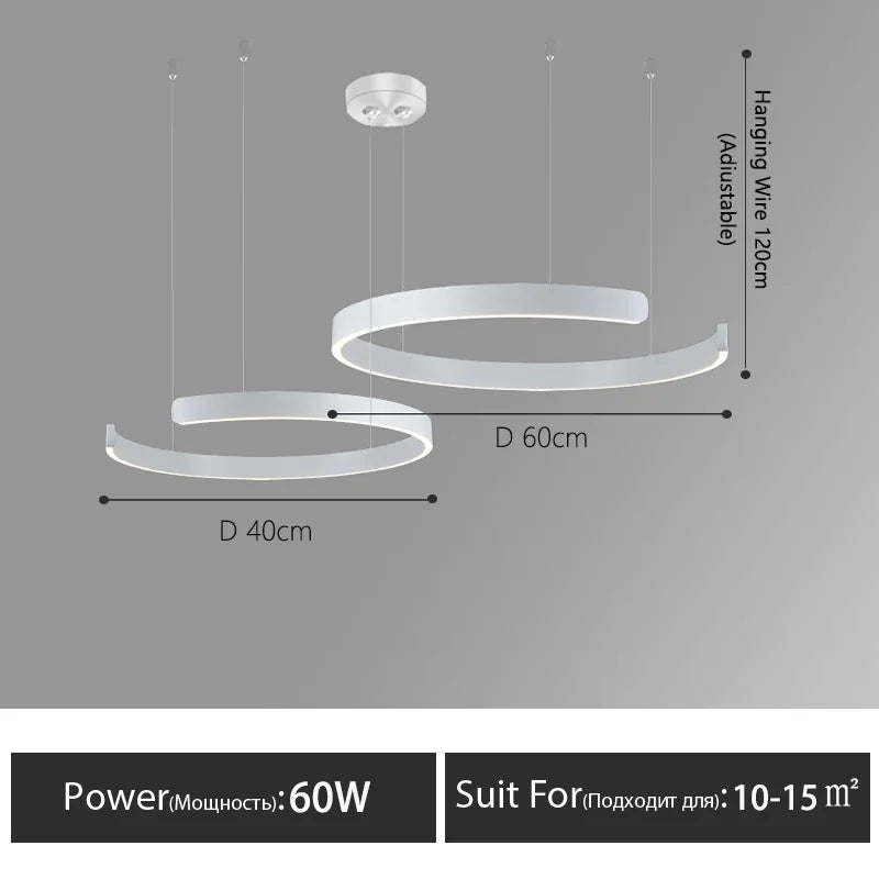 Modern Nordic LED Ring Chandeliers Minimalist Aluminum Pendant Lights Living Dining Room Home Restaurant Decor Hanging Lamps