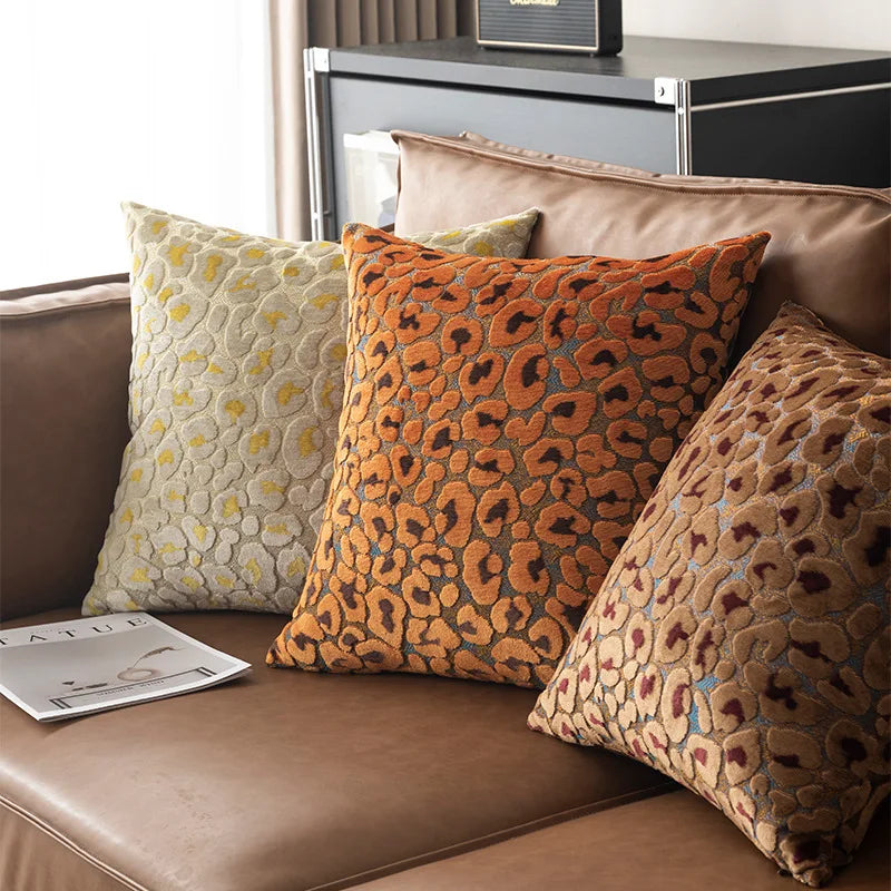 Luxury 3D Leopard Print Sherpa Pillow Cover 18x18Inch Blue Beige Brown Coffee Grey Red Black Soft Decorative Throw Cushion Case