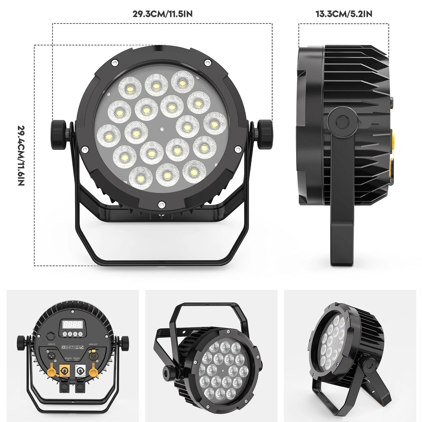 U'King 4PCS 150W LED Par Light 18x10W RGBWA+UV Waterproof 6in1 18LED Fixture Beads Stage Light DMX512 DJ Light for Disco Dance