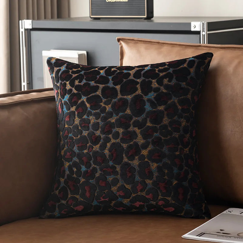 Luxury 3D Leopard Print Sherpa Pillow Cover 18x18Inch Blue Beige Brown Coffee Grey Red Black Soft Decorative Throw Cushion Case