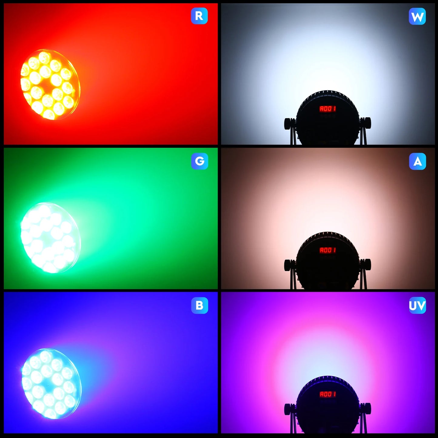 U'King 4PCS 150W LED Par Light 18x10W RGBWA+UV Waterproof 6in1 18LED Fixture Beads Stage Light DMX512 DJ Light for Disco Dance