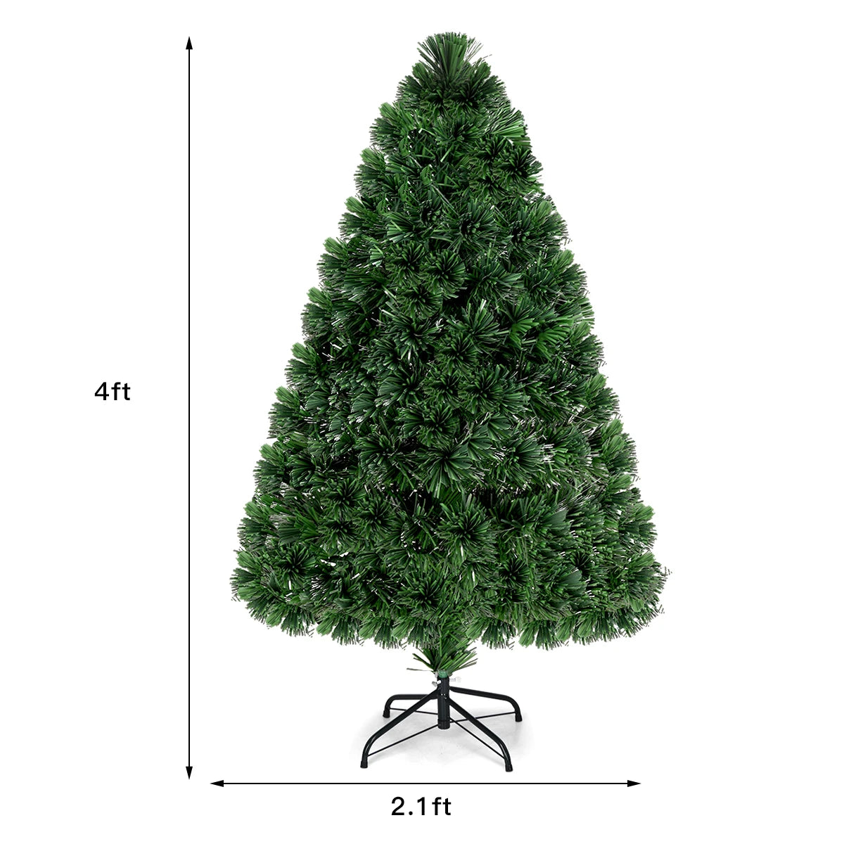 4Ft Pre-Lit Fiber Optic Artificial PVC Christmas Tree w/ Metal Stand Holiday