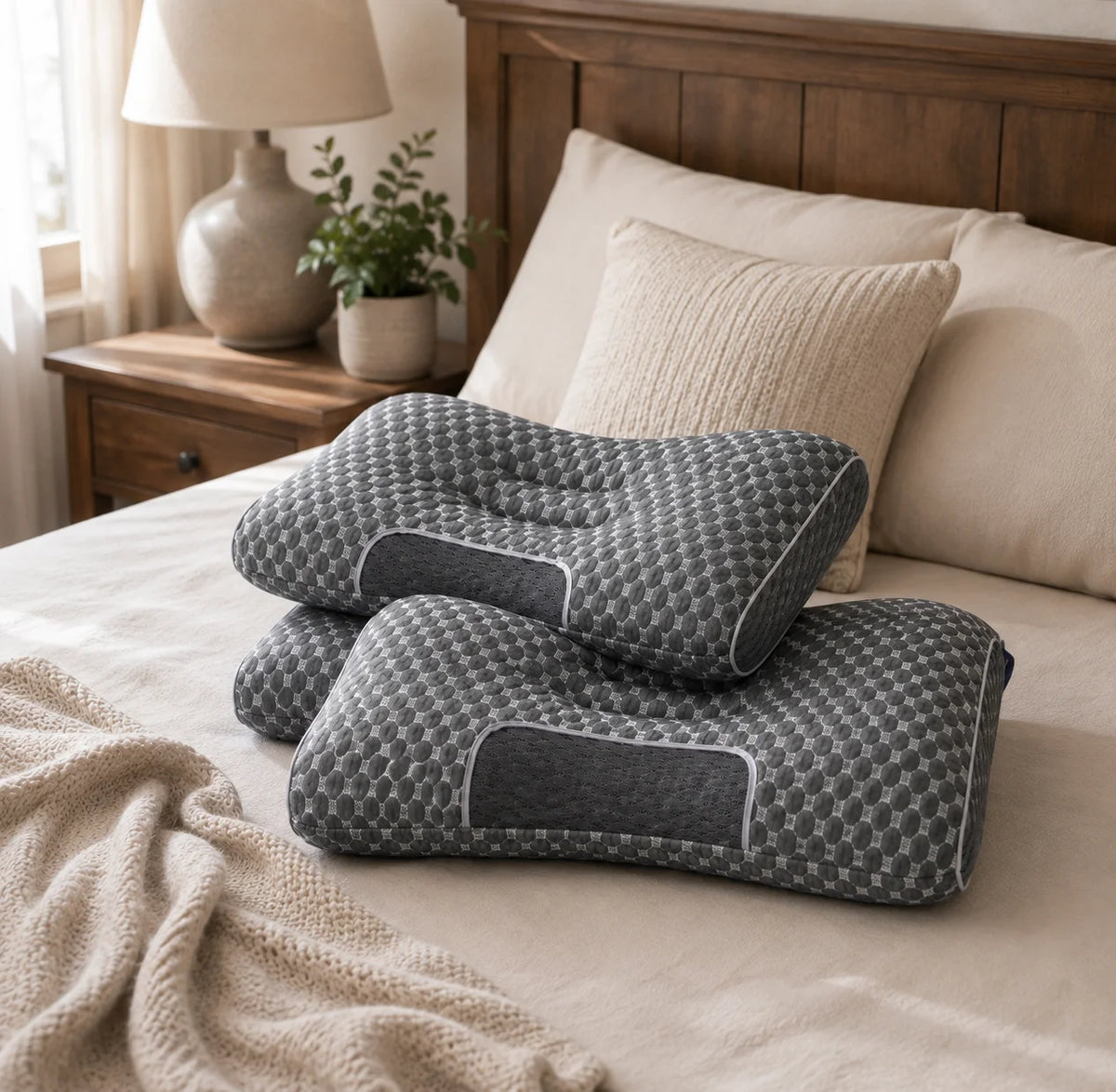 Soybean Fiber Ergonomic Cervical Pillow for Neck Support, Contour Sleeping Pillow for Side Back Sleepers, Breathable Support Pillow for Head Neck & Shoulders
