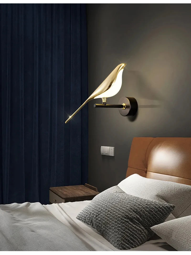 Modern LED Wall Lamp Magpie Bird Indoor Lighting Decoration Home Bedroom Bedside Living Room Art Decorative Wall Lights Sconce
