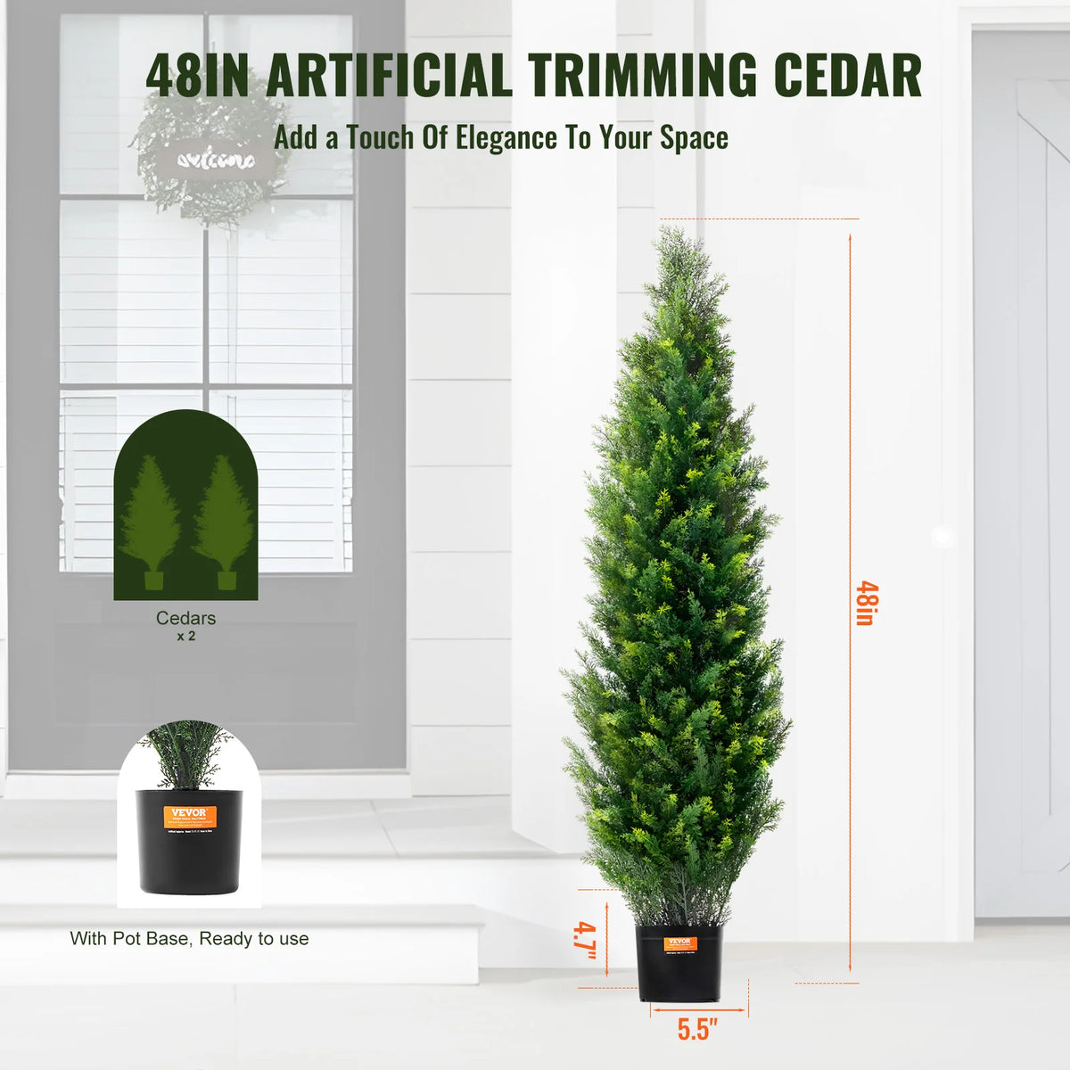 Grammie's Artificial Cedar Topiary Trees- Set of 2