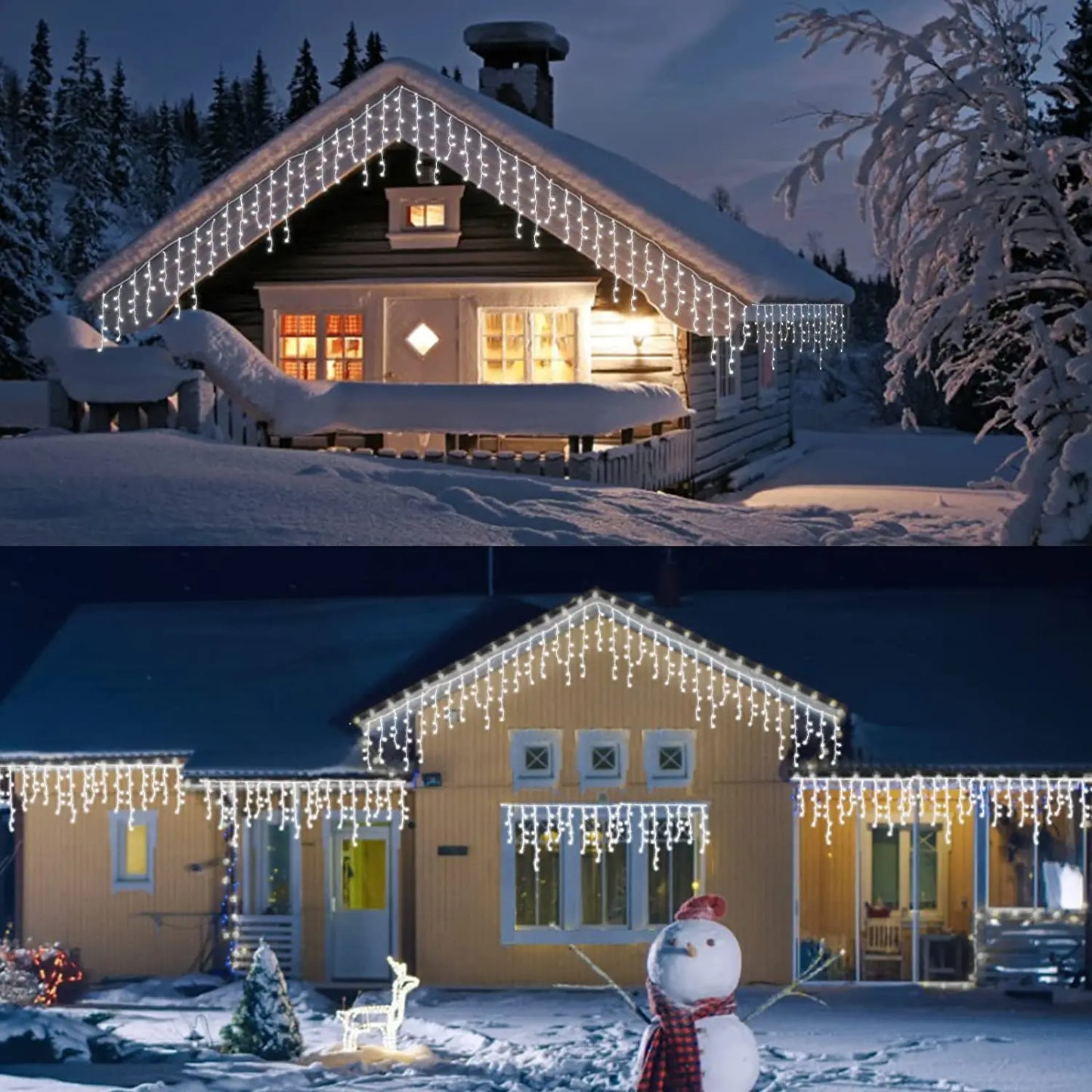Christmas Decorations 2026 LED Curtain Lights 8 Modes 5-25m Outdoor Icicle Lights EU/US Plug In Street Festoon For House Decors