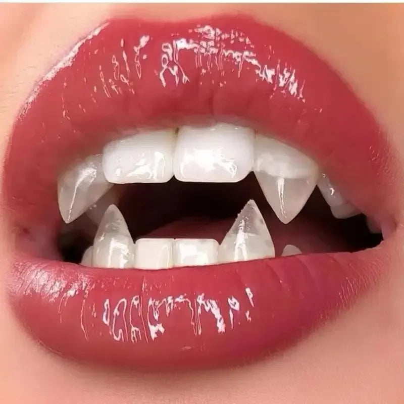 1 Pair Vampire Teeth Fangs Dentures Props Halloween Costume Props False Teeth Solid Glue Denture Adhesive Halloween Party Decor