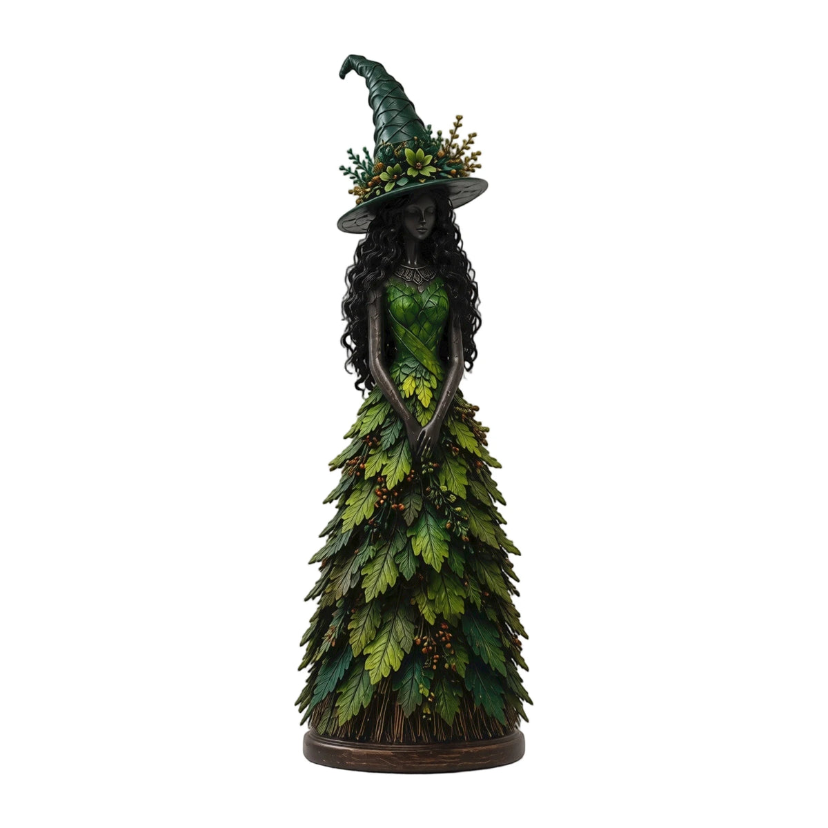 15CM Leaf Witch Figurine Halloween Statue Berry Staff Decor Craft Ornament Halloween Decor Statue Berry Staff Ornament Set