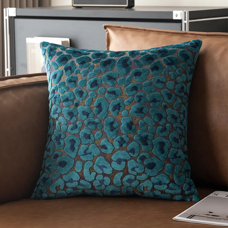 Luxury 3D Leopard Print Sherpa Pillow Cover 18x18Inch Blue Beige Brown Coffee Grey Red Black Soft Decorative Throw Cushion Case