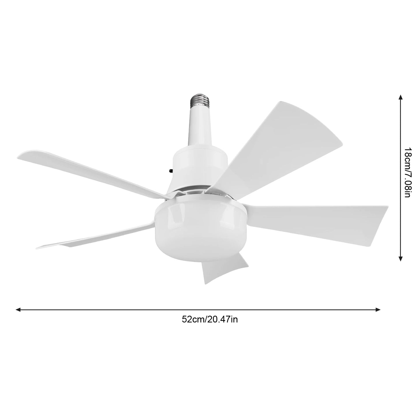 Socket Fan Light with Remote Light Bulb Fan Adjustable Wind Speed Timing Wireless Fan Dimmable for Living Room Bedroom