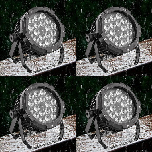 U'King 4PCS 150W LED Par Light 18x10W RGBWA+UV Waterproof 6in1 18LED Fixture Beads Stage Light DMX512 DJ Light for Disco Dance