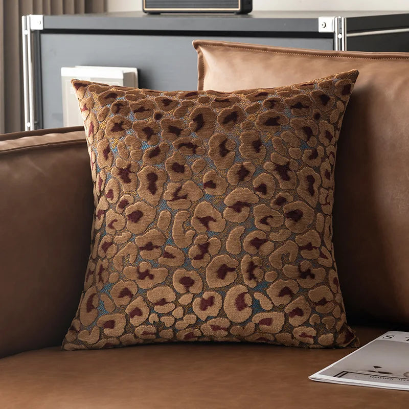 Luxury 3D Leopard Print Sherpa Pillow Cover 18x18Inch Blue Beige Brown Coffee Grey Red Black Soft Decorative Throw Cushion Case