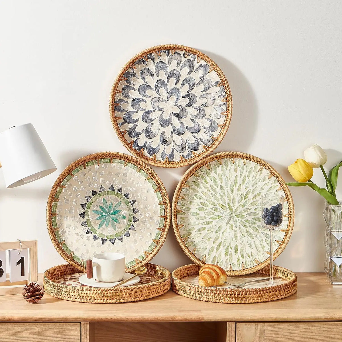 Grammie's Rattan and Pearl  Serving Tray