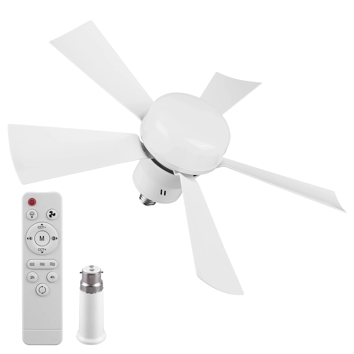 Socket Fan Light with Remote Light Bulb Fan Adjustable Wind Speed Timing Wireless Fan Dimmable for Living Room Bedroom