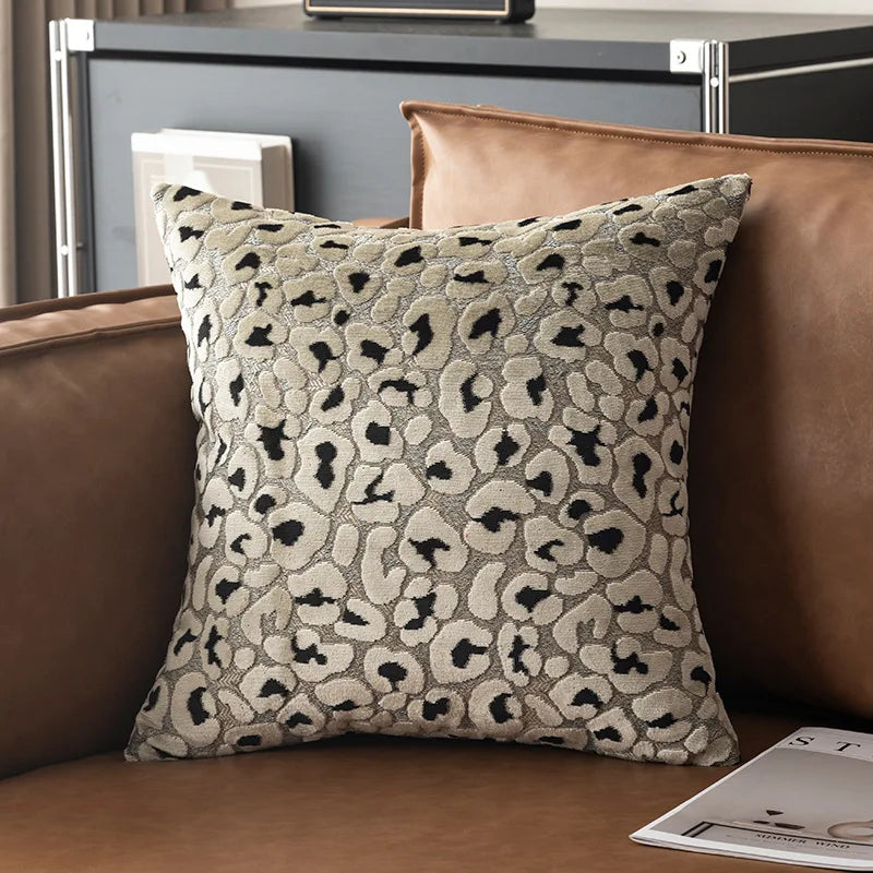 Luxury 3D Leopard Print Sherpa Pillow Cover 18x18Inch Blue Beige Brown Coffee Grey Red Black Soft Decorative Throw Cushion Case