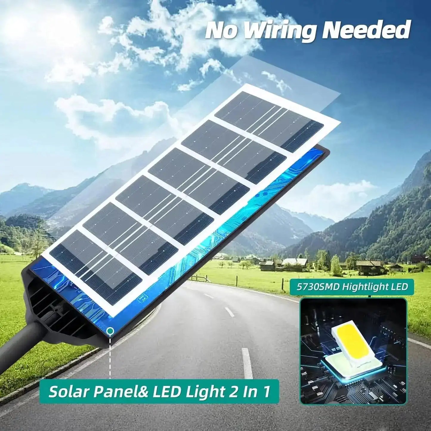 Solar Street Light 320 LED 520000 Lumens 6500K Motion Sensor with Remote