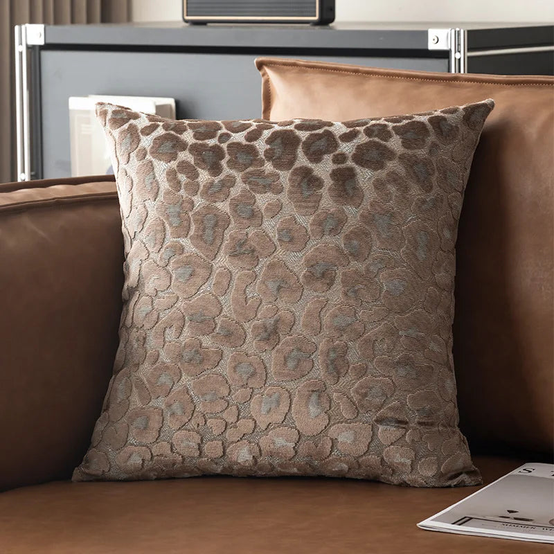 Luxury 3D Leopard Print Sherpa Pillow Cover 18x18Inch Blue Beige Brown Coffee Grey Red Black Soft Decorative Throw Cushion Case