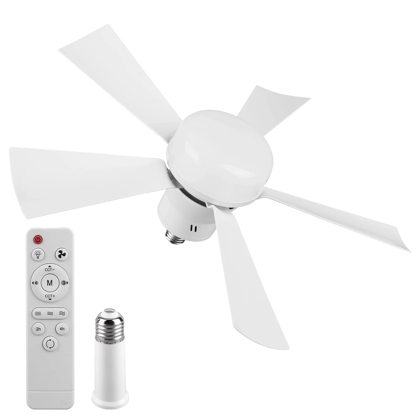 Socket Fan Light with Remote Light Bulb Fan Adjustable Wind Speed Timing Wireless Fan Dimmable for Living Room Bedroom