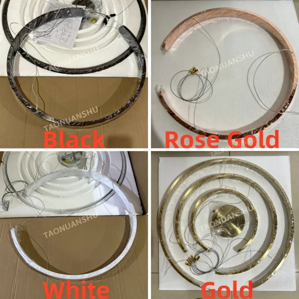 Modern Nordic LED Ring Chandeliers Minimalist Aluminum Pendant Lights Living Dining Room Home Restaurant Decor Hanging Lamps