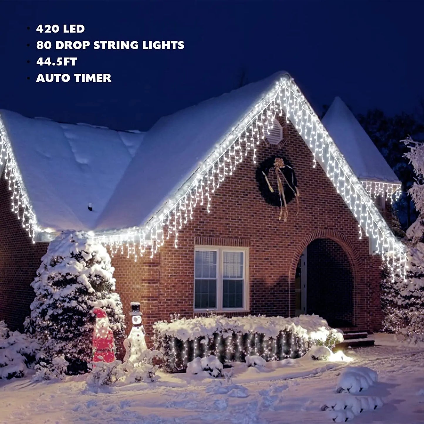 Christmas Decorations 2026 LED Curtain Lights 8 Modes 5-25m Outdoor Icicle Lights EU/US Plug In Street Festoon For House Decors