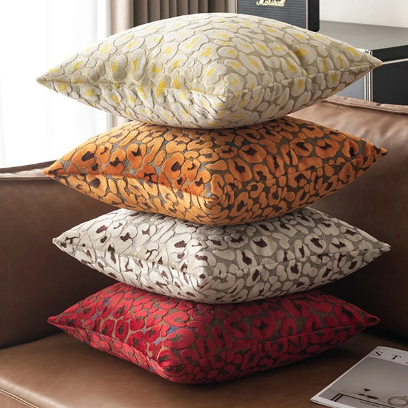 Luxury 3D Leopard Print Sherpa Pillow Cover 18x18Inch Blue Beige Brown Coffee Grey Red Black Soft Decorative Throw Cushion Case