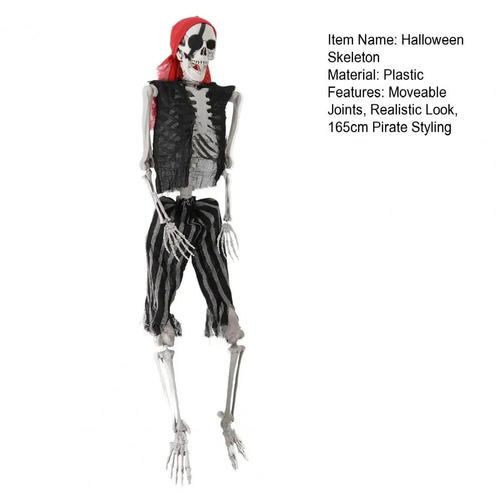 165cm Plastic Skeleton Life Size Imitation Full Body Realistic Bones With Posable Joints Pirate Styling Halloween Pose Decor
