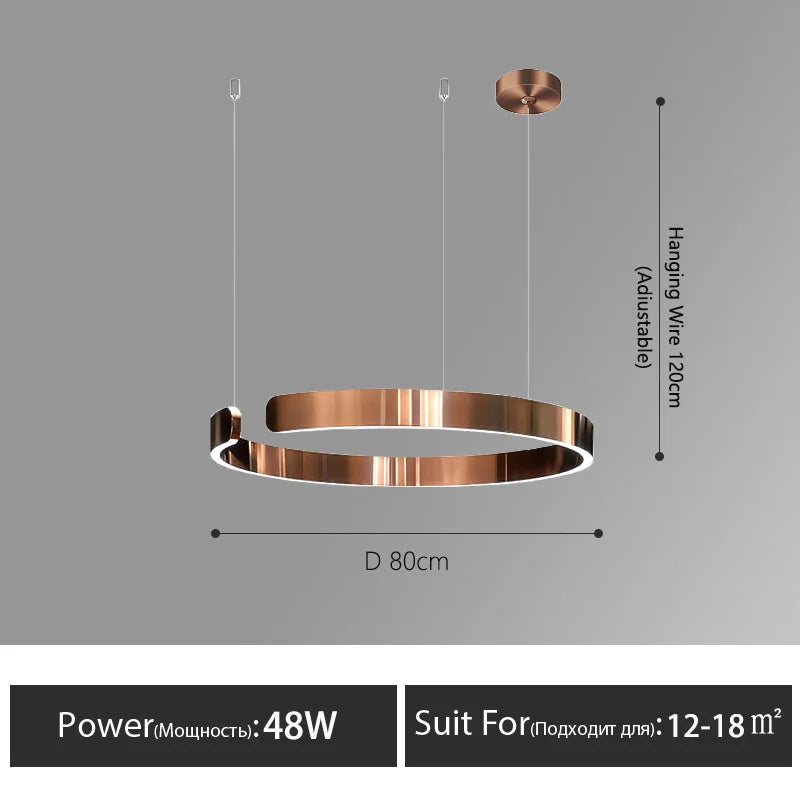 Modern Nordic LED Ring Chandeliers Minimalist Aluminum Pendant Lights Living Dining Room Home Restaurant Decor Hanging Lamps