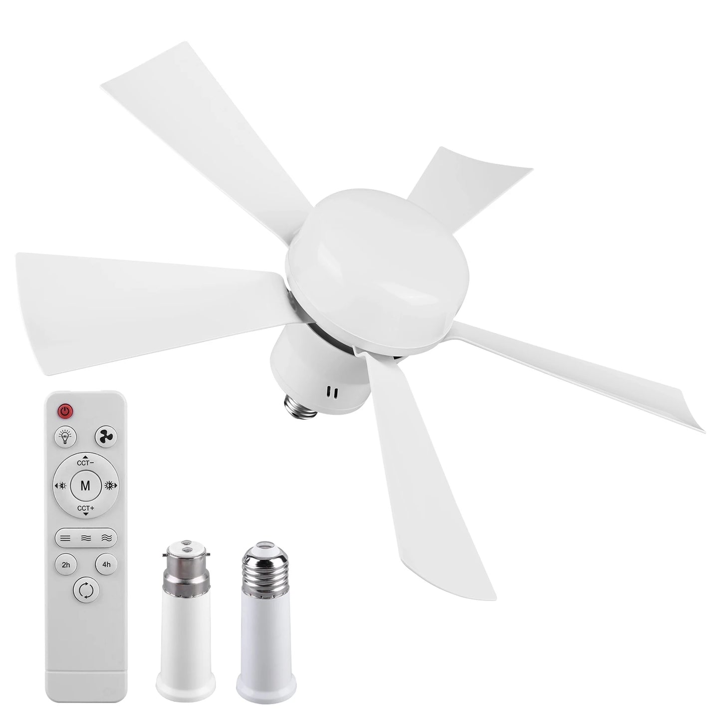Socket Fan Light with Remote Light Bulb Fan Adjustable Wind Speed Timing Wireless Fan Dimmable for Living Room Bedroom