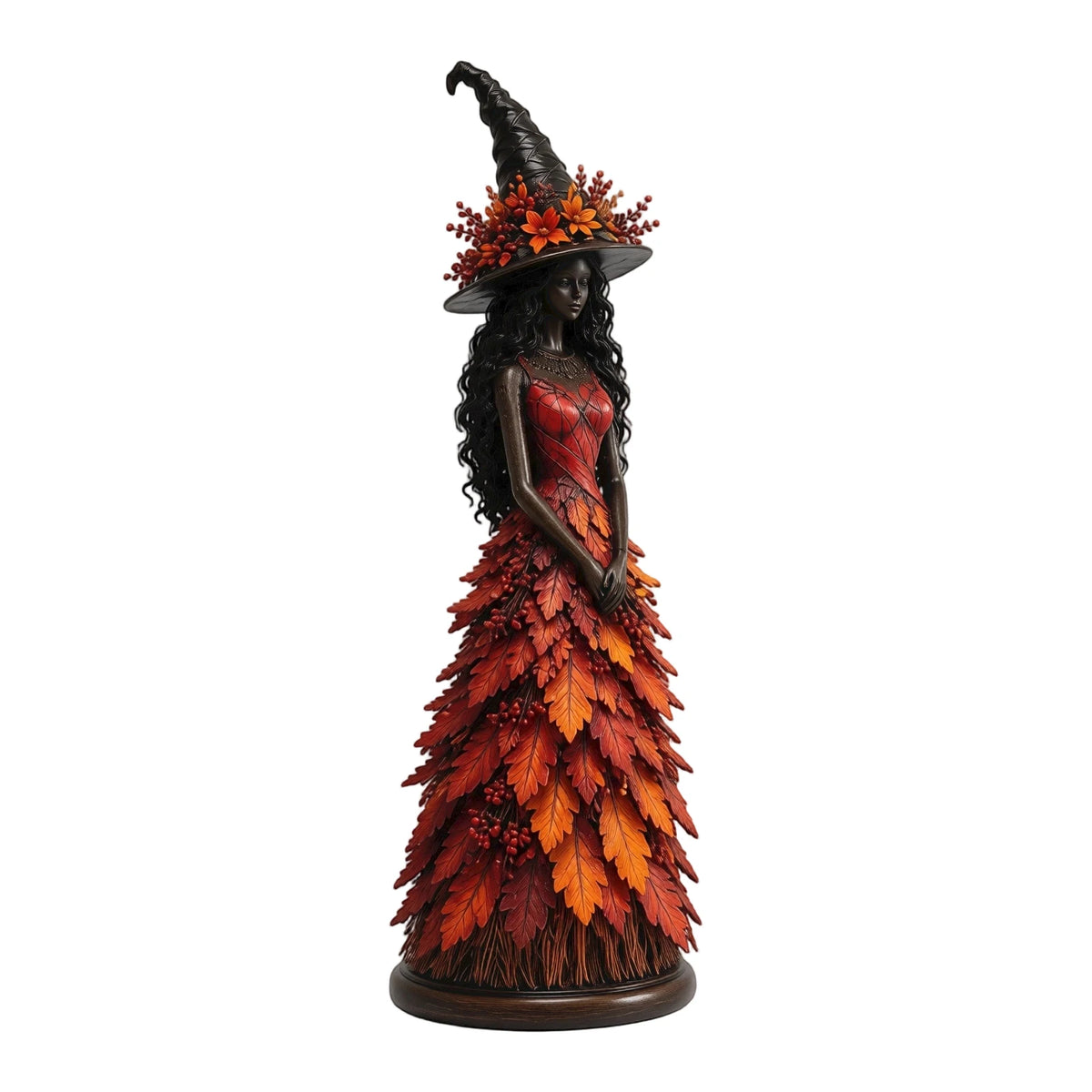 15CM Leaf Witch Figurine Halloween Statue Berry Staff Decor Craft Ornament Halloween Decor Statue Berry Staff Ornament Set