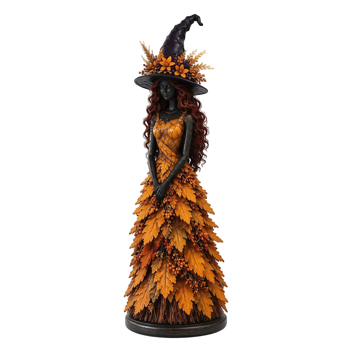15CM Leaf Witch Figurine Halloween Statue Berry Staff Decor Craft Ornament Halloween Decor Statue Berry Staff Ornament Set
