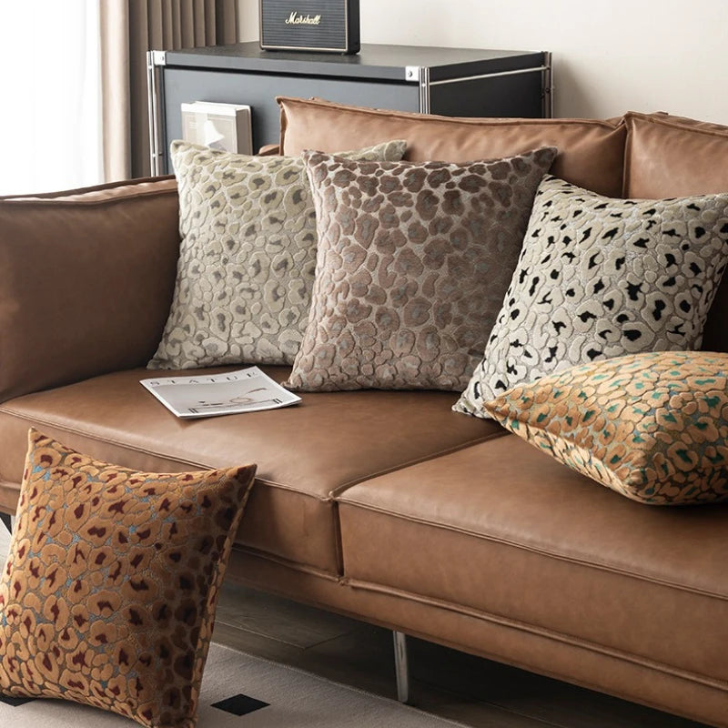 Luxury 3D Leopard Print Sherpa Pillow Cover 18x18Inch Blue Beige Brown Coffee Grey Red Black Soft Decorative Throw Cushion Case