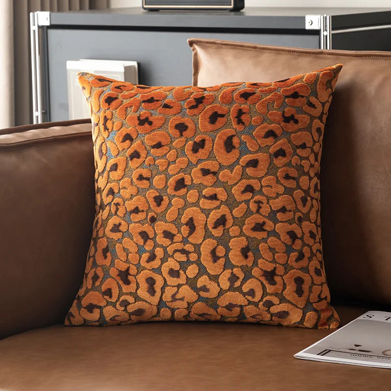 Luxury 3D Leopard Print Sherpa Pillow Cover 18x18Inch Blue Beige Brown Coffee Grey Red Black Soft Decorative Throw Cushion Case