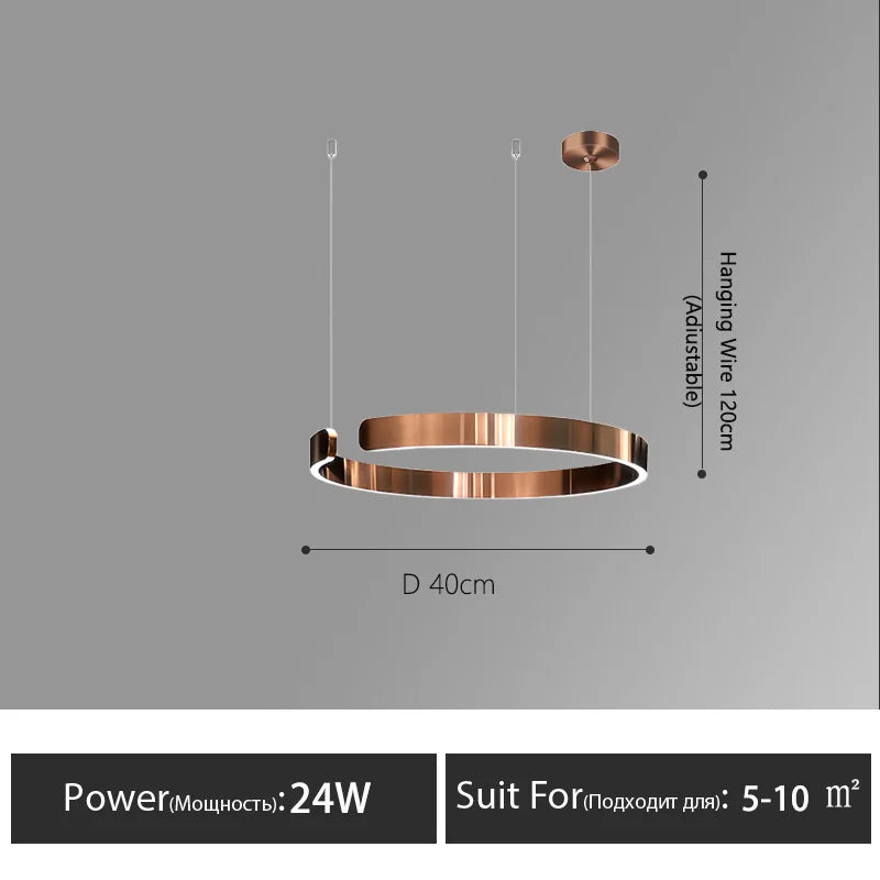 Modern Nordic LED Ring Chandeliers Minimalist Aluminum Pendant Lights Living Dining Room Home Restaurant Decor Hanging Lamps