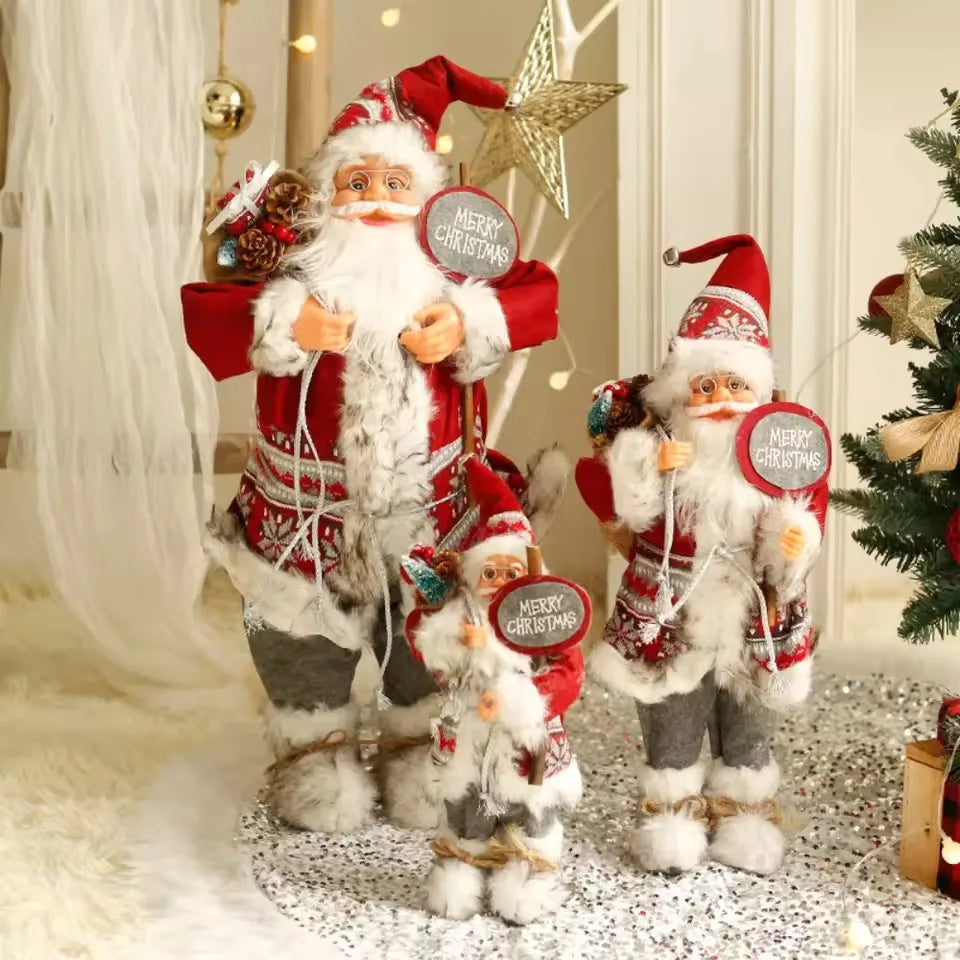 Large Santa Claus Merry Christmas Decorations for Home Happy New Year 2026 Santa Claus Doll Window Decorations Home gift