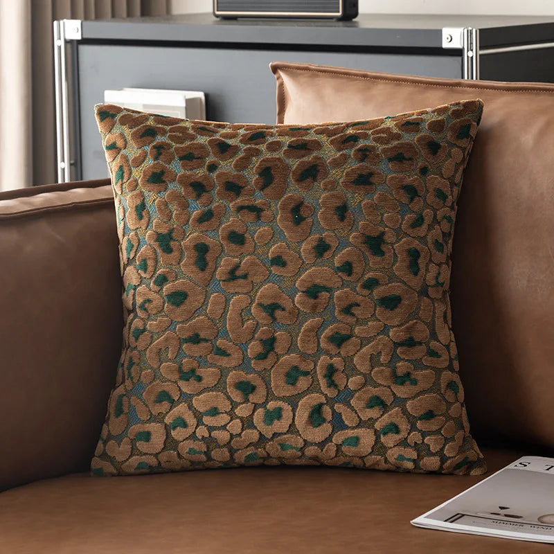 Luxury 3D Leopard Print Sherpa Pillow Cover 18x18Inch Blue Beige Brown Coffee Grey Red Black Soft Decorative Throw Cushion Case